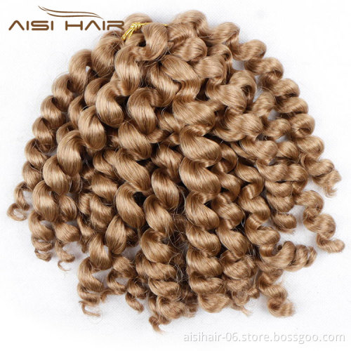 Aisi Hair 8inch Jumpy Wand Curl Crochet Braids 20 Roots Jamaican Bounce Synthetic Crochet Hair Extension for Black Women